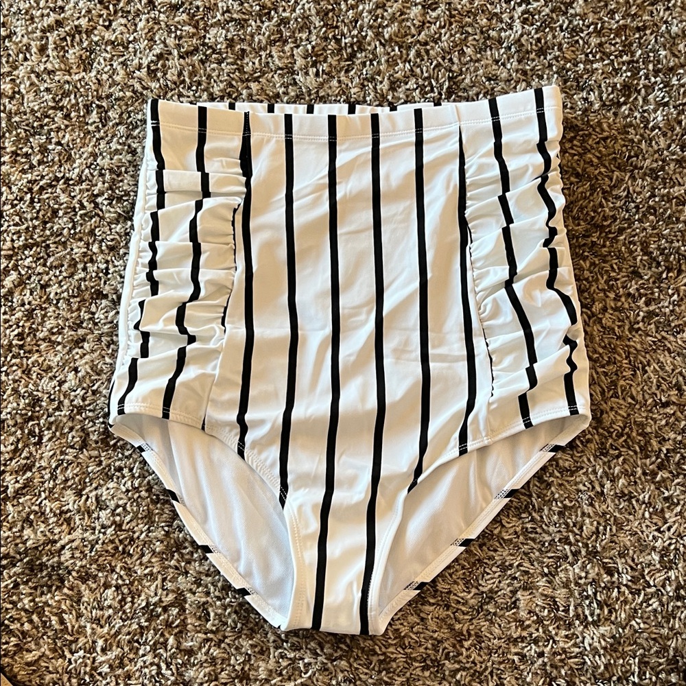 Striped High-Waisted Swim Bottom